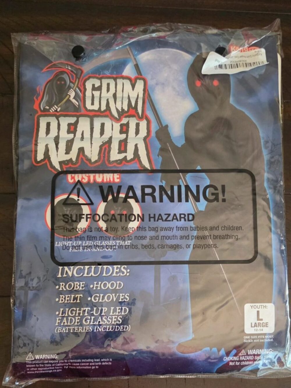 Kids size large Grim Reaper Halloween custom made by Kangaroo